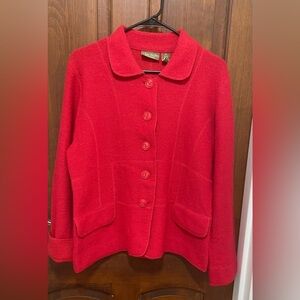 Jean Ashley women’s size Medium Red wool blend with details,buttons front Jacket